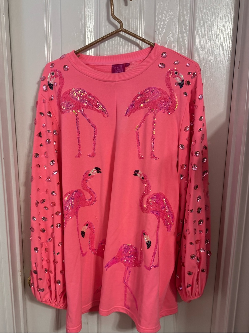 Queen of Sparkles Pink Sequin Flamingo Tunic